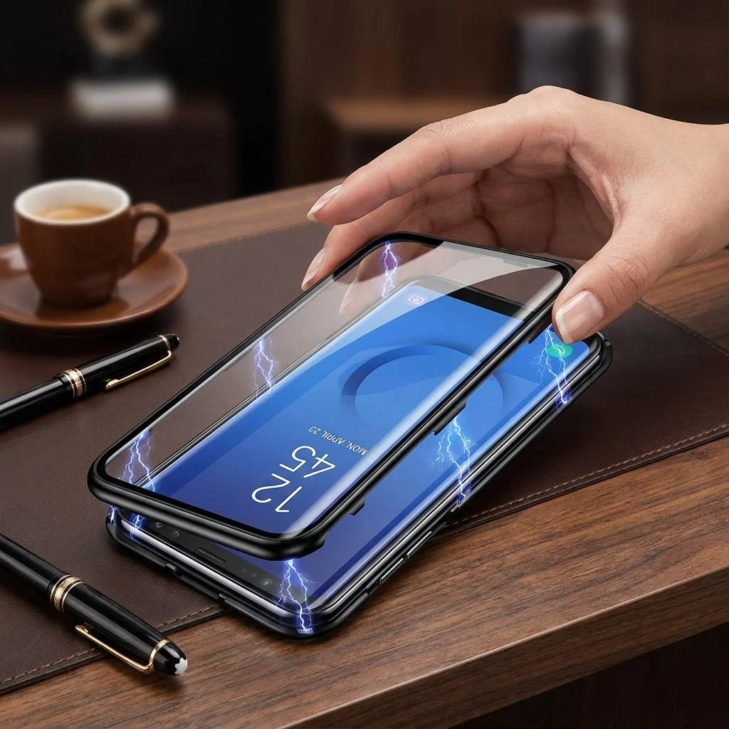 Black Transparent Magnetic Back Case for Samsung S8