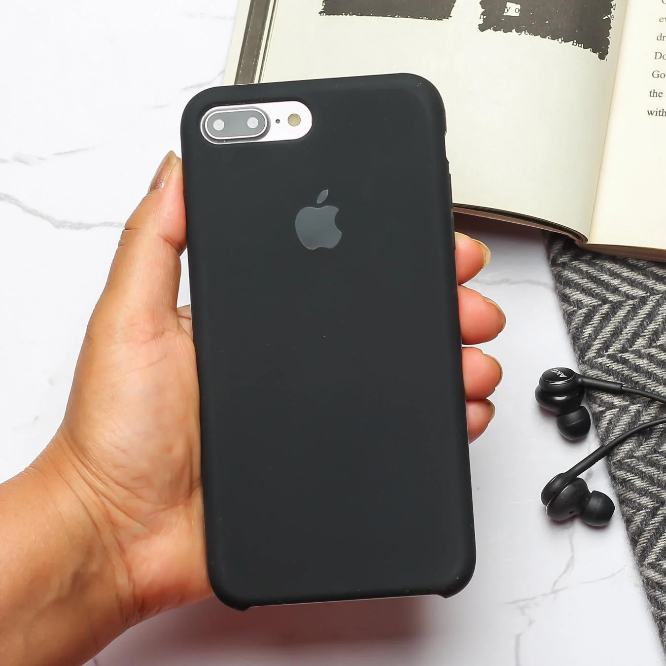Black Original Silicone case for Apple iphone 7 Plus