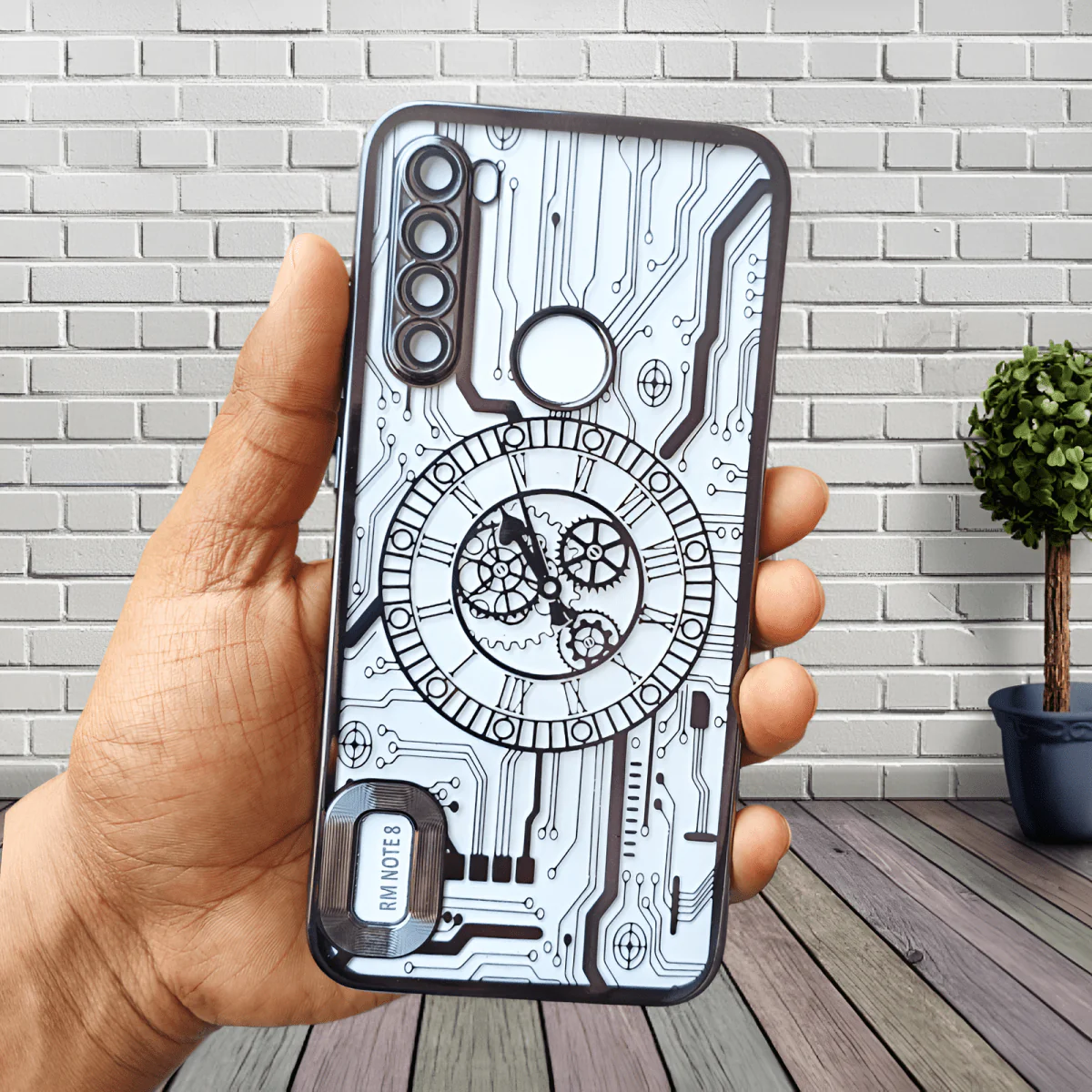 Black Watch Machine Logo Cut Transparent Case for Redmi Note 8