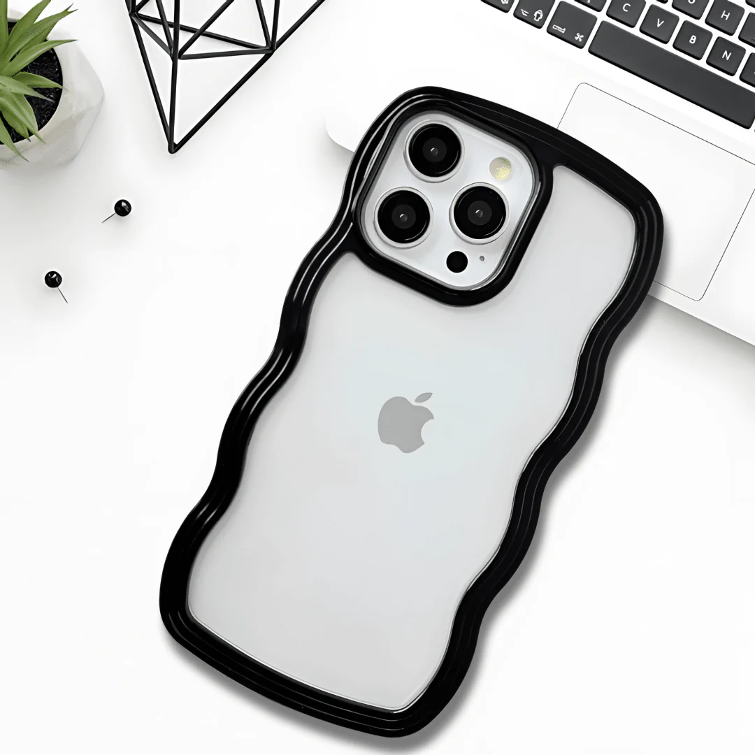 Black Zig Zag Frame  Silicon Case for Apple Iphone 16 Pro Max - Image 5