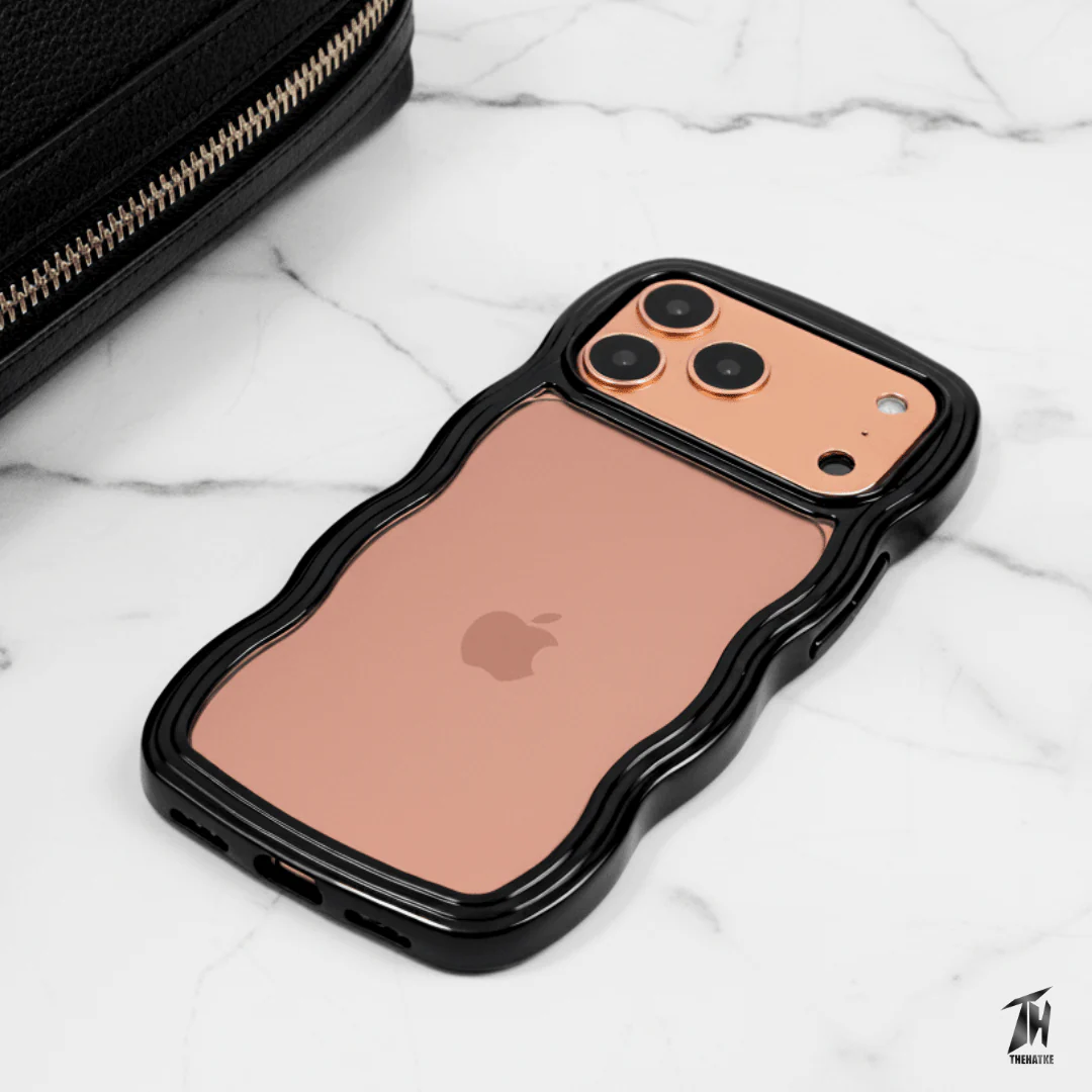 Black Zig Zag Frame  Silicon Case for Apple Iphone 17 Pro