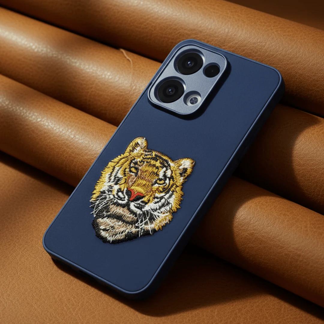 Blue Leather CP Yellow Lion Ornamented for Oppo Reno 13