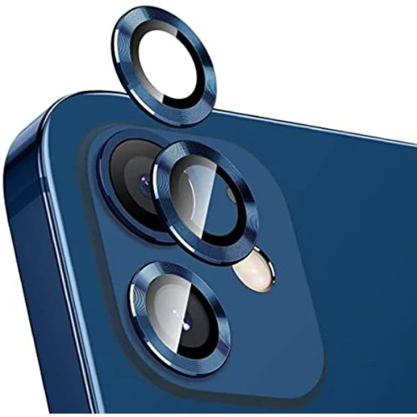 Blue Metallic camera ring lens guard for Apple iphone 12