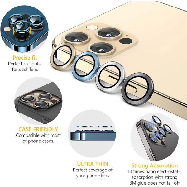 Blue Metallic camera ring lens guard for Apple iphone 12 - Image 3
