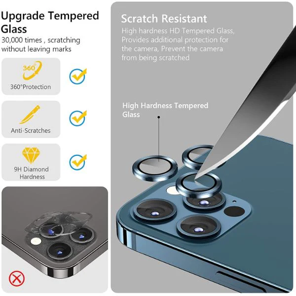 Blue Metallic camera ring lens guard for Apple iphone 13 Pro Max - Image 4