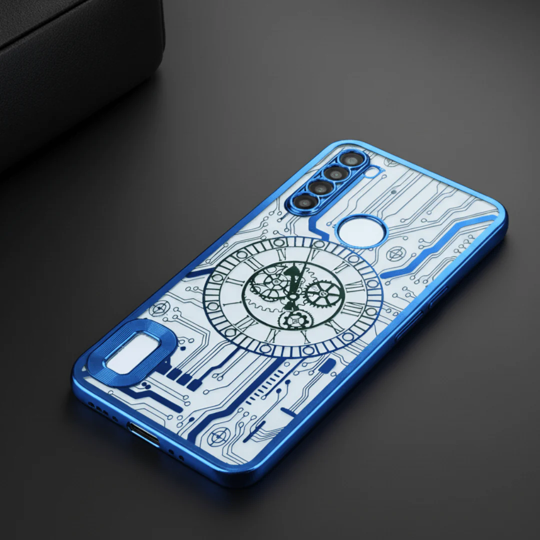 Blue Watch Machine Logo Cut Transparent Case for Redmi Note 8