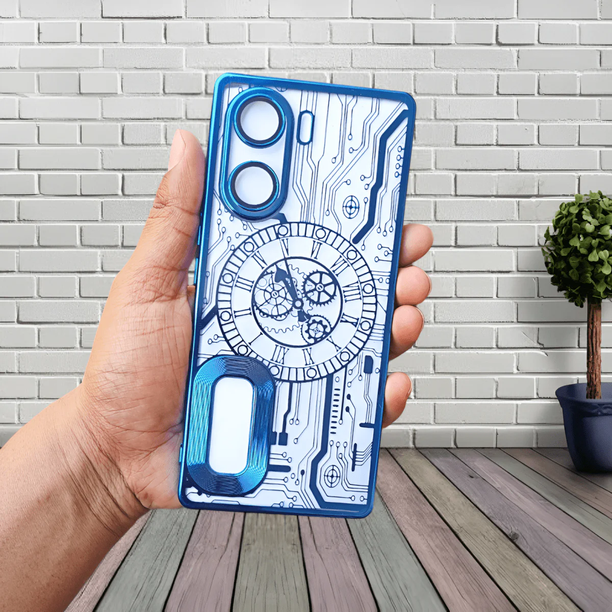 Blue Watch Machine Logo Cut Transparent Case for Vivo V29E