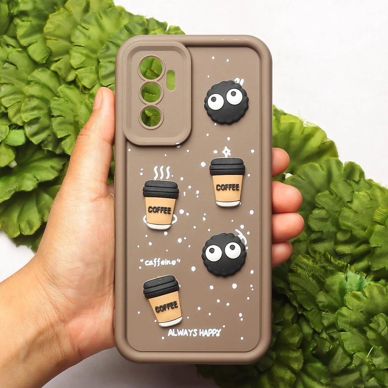 Brown COFFEE (ALWAYS HAPPY) Silicone case for Vivo V23e