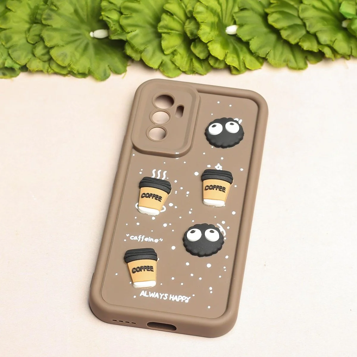 Brown COFFEE (ALWAYS HAPPY) Silicone case for Vivo V23e - Image 2