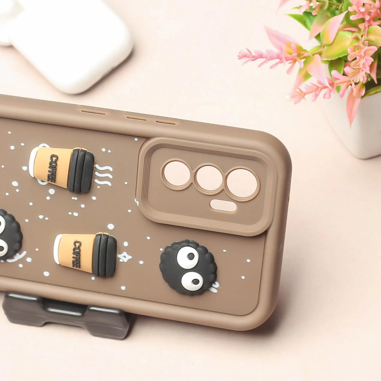 Brown COFFEE (ALWAYS HAPPY) Silicone case for Vivo V23e - Image 3