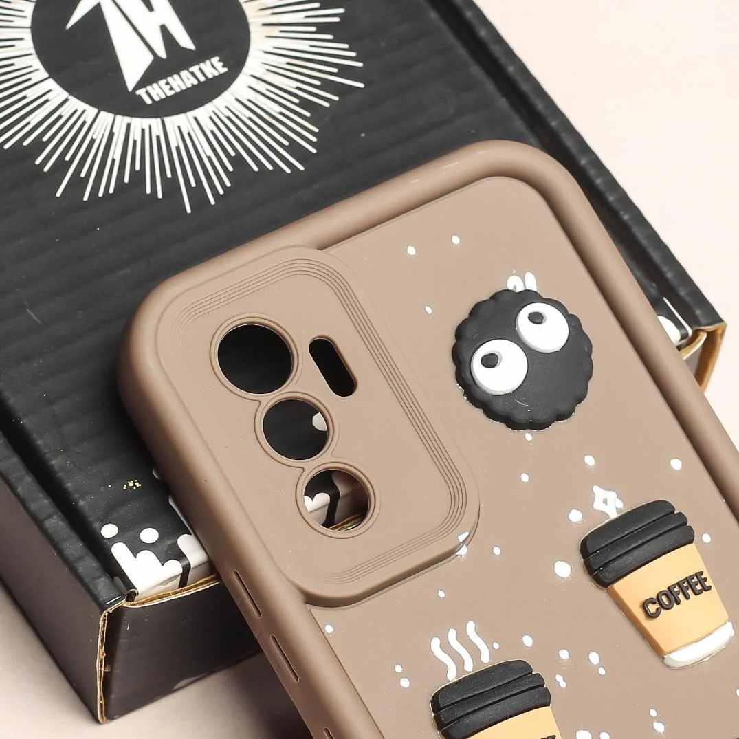 Brown COFFEE (ALWAYS HAPPY) Silicone case for Vivo V23e - Image 4