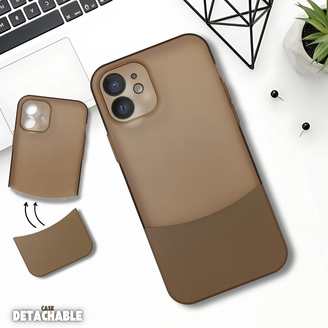 Brown Detach Matte Case For Apple Iphone 11