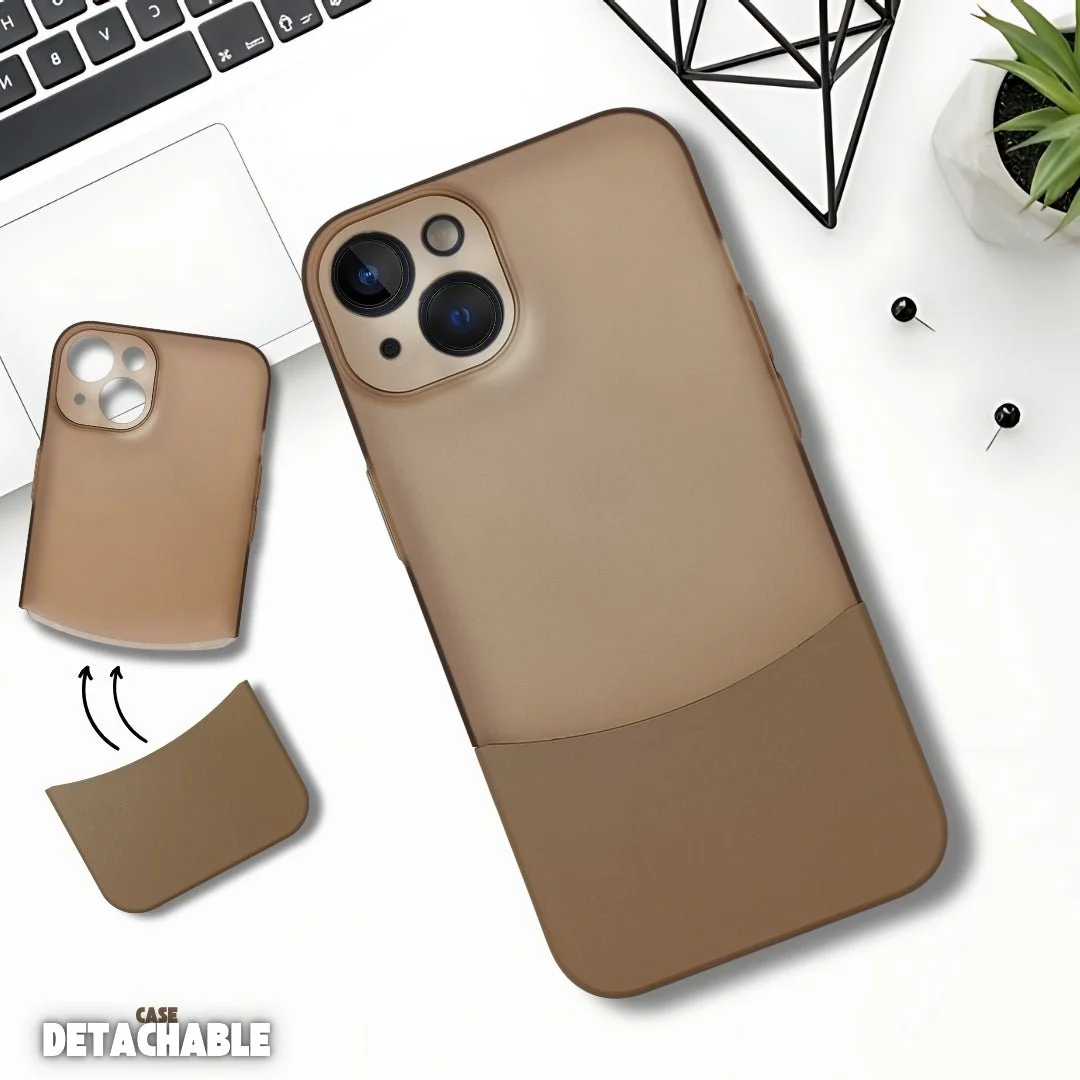 Brown Detach Matte Case For Apple Iphone 14