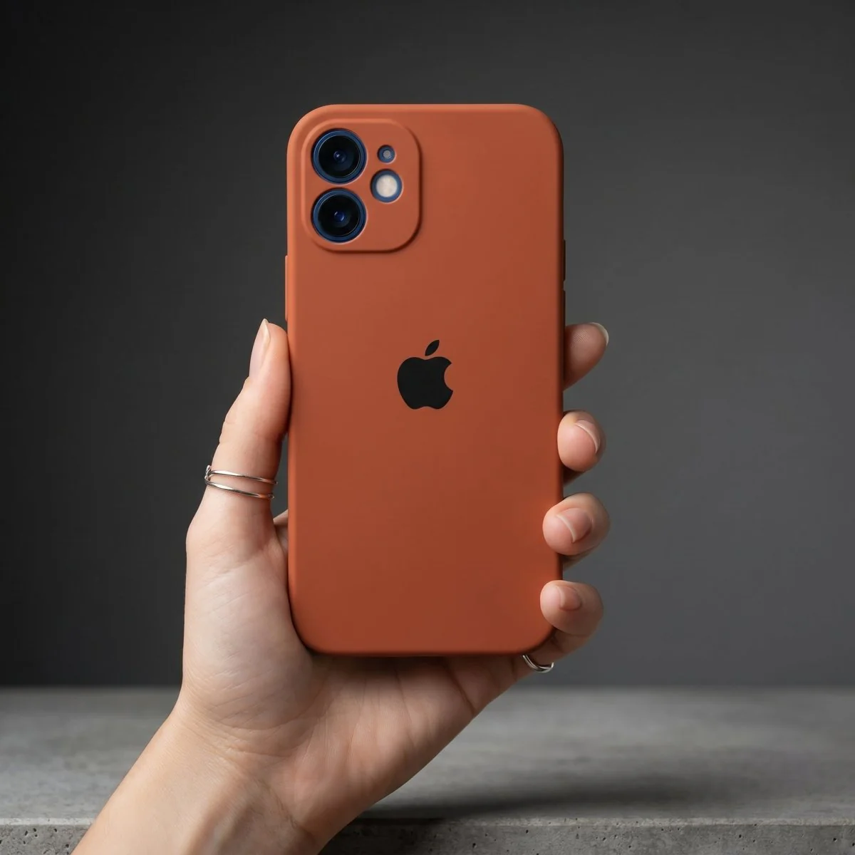 Brown Original Camera Silicone case for Apple iphone 12 Mini - Image 2