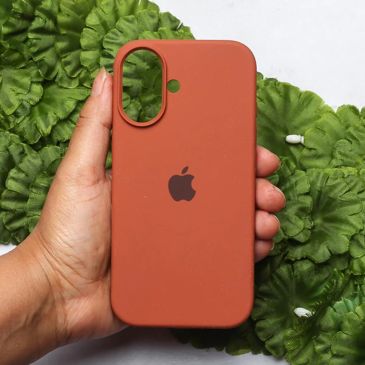 Brown Original Silicone case for Apple iphone 16 Plus