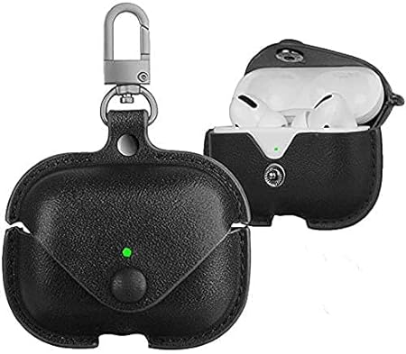 Button Black Leather Case For Apple Airpods 3