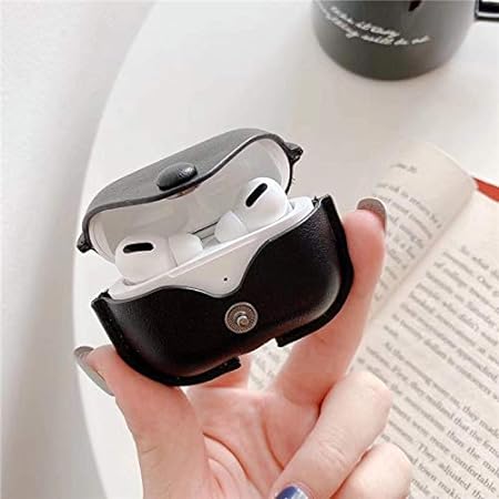 Button Black Leather Case For Apple Airpods Pro 2 - Image 2