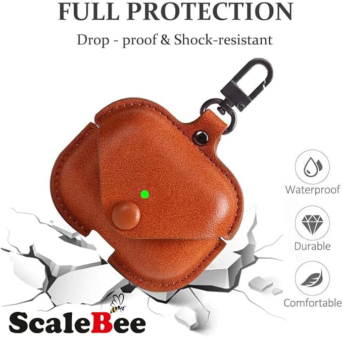 Button Brown Leather Case For Apple Airpods Pro - Image 3