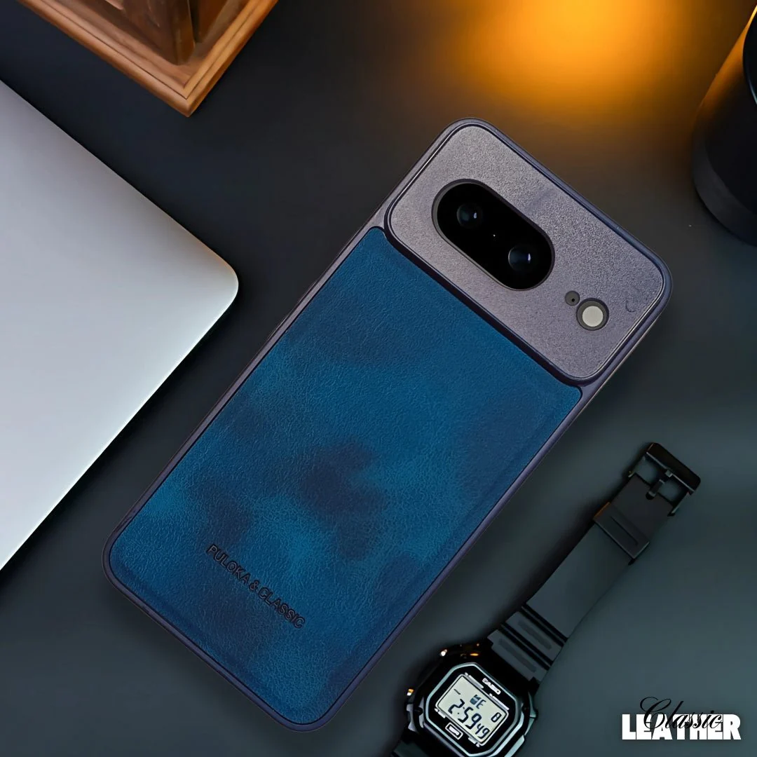 Dark Blue Classic Leather Case for Google Pixel 8