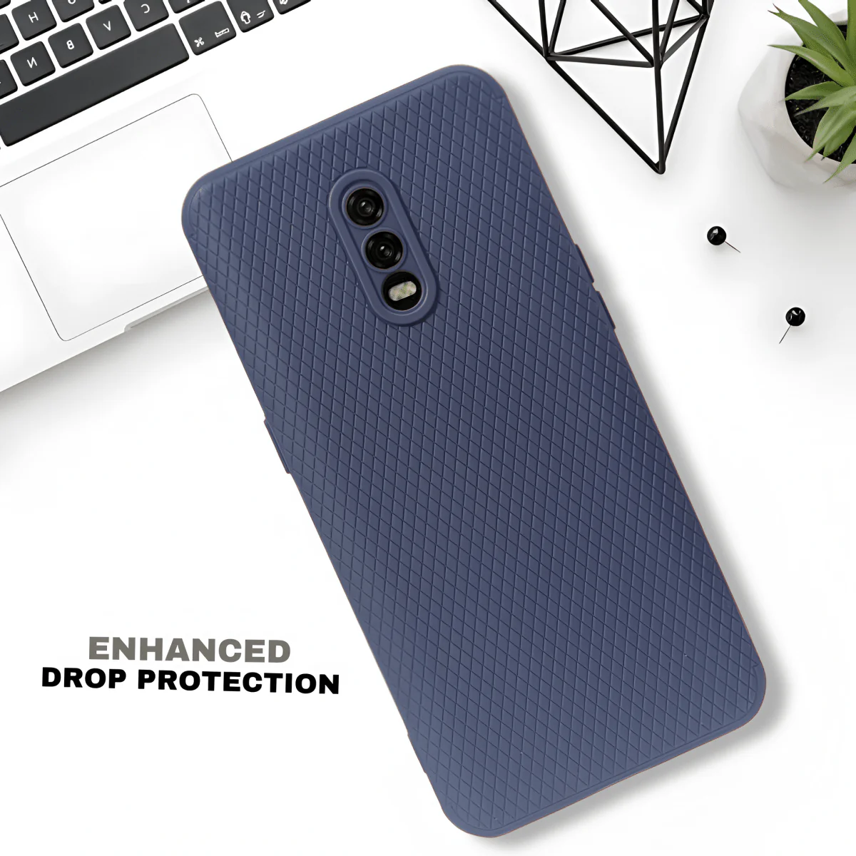 Dark Blue Line Wave Silicone Case for Oneplus 7