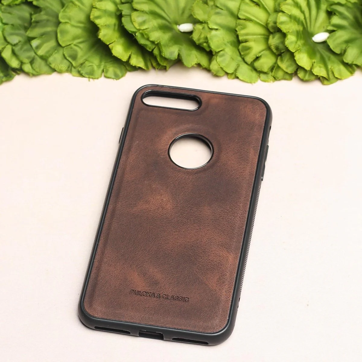 Dark Brown Classic Leather Case for Apple Iphone 7 Plus - Image 2
