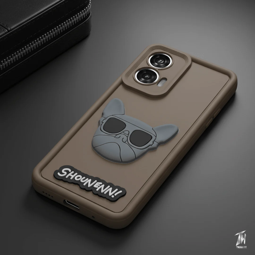 Dark Brown SHOUNENN BULLDOG Silicone case for Motorola Edge 50 Fusion