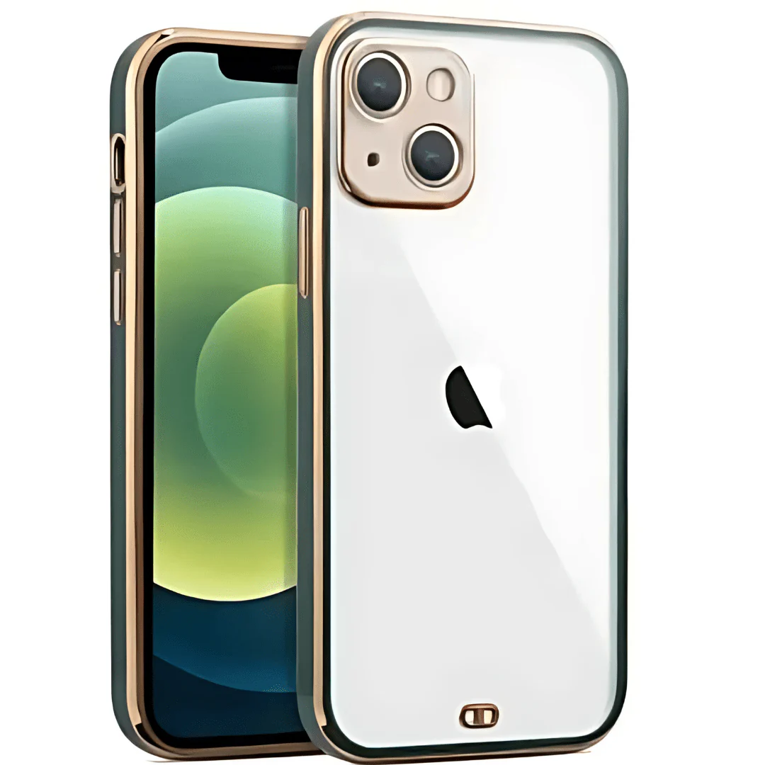 Dark Green Electroplated Transparent Case for Apple iphone 15 Plus