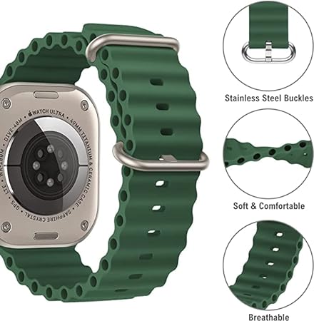 Dark Green Ocean Loop Watch Strap For apple For Apple Watch SERIES SE GEN 2 (42mm/44mm/45mm/46mm/49mm) - Image 3