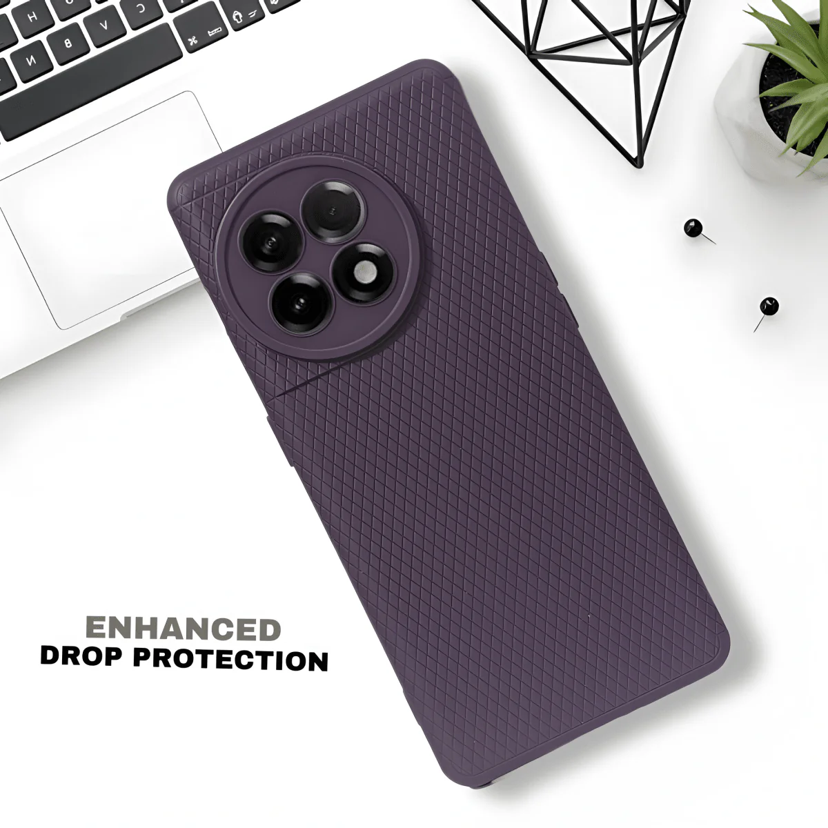 Deep Purple Line Wave Silicone Case for Oneplus 11