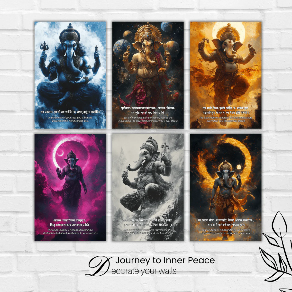 Ganesh Ji Poster Combo – Set of 6 Wall Posters
