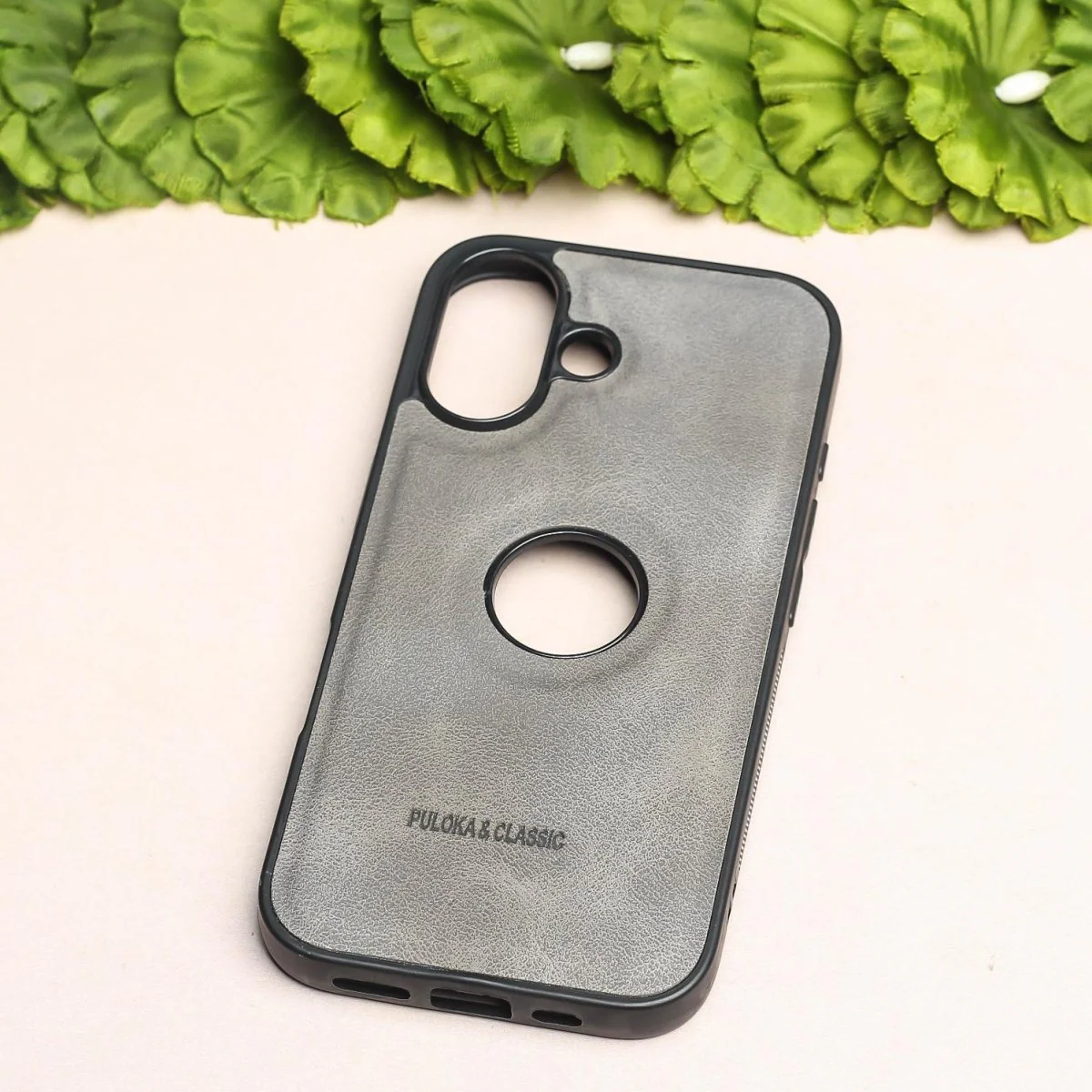 Grey Classic Leather Case for Apple Iphone 16 Plus - Image 2