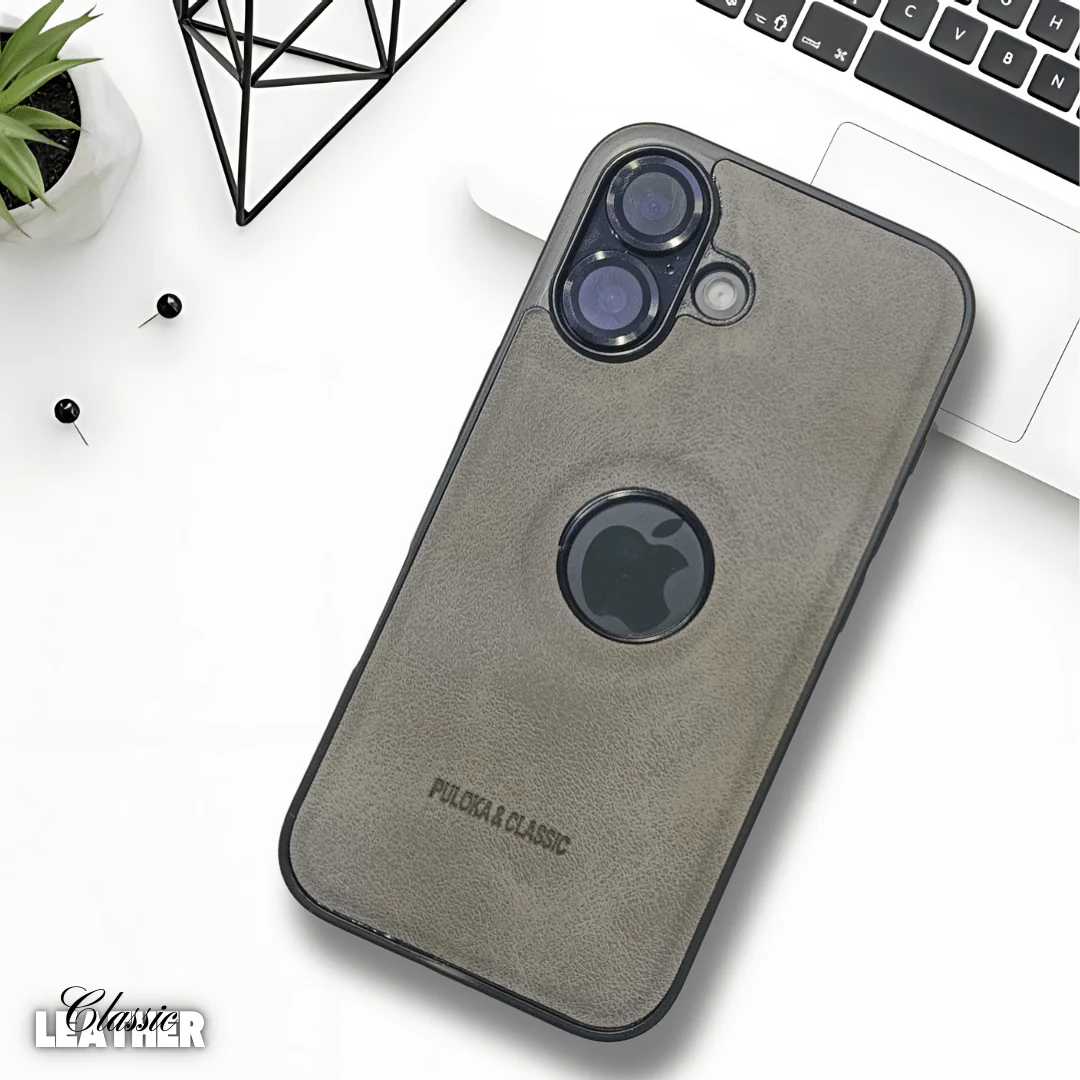 Grey Classic Leather Case for Apple Iphone 16 Plus - Image 5