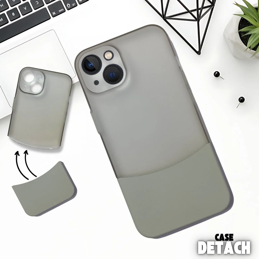 Grey Detach Matte Case For Apple Iphone 15