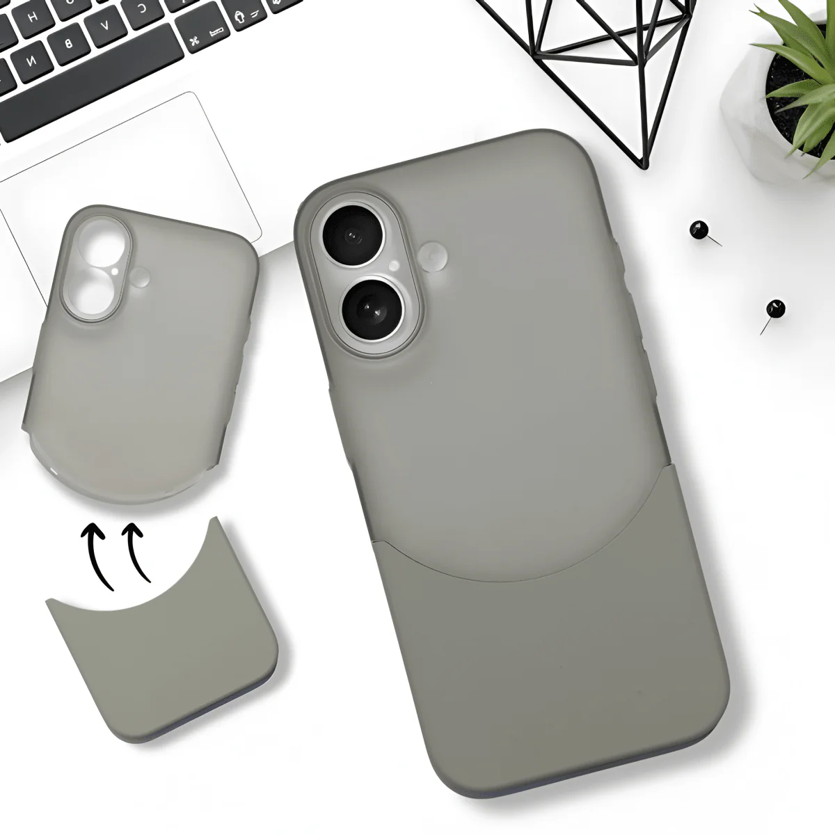 Grey Detach Matte Case For Apple Iphone 16 Plus