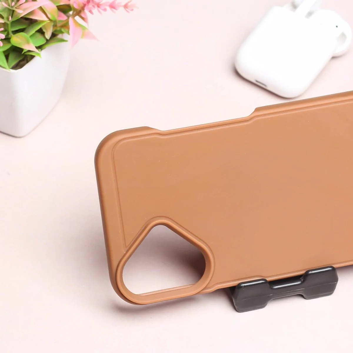 GripStand Brown Silicone case for Apple iphone 16 Plus - Image 3