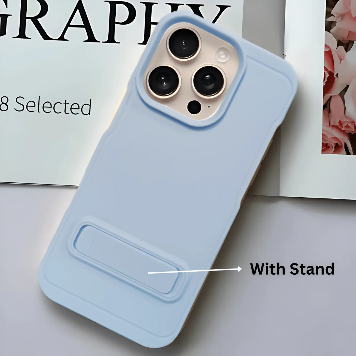 GripStand Cloud blue Silicone case for Apple iphone 16 Pro - Image 5