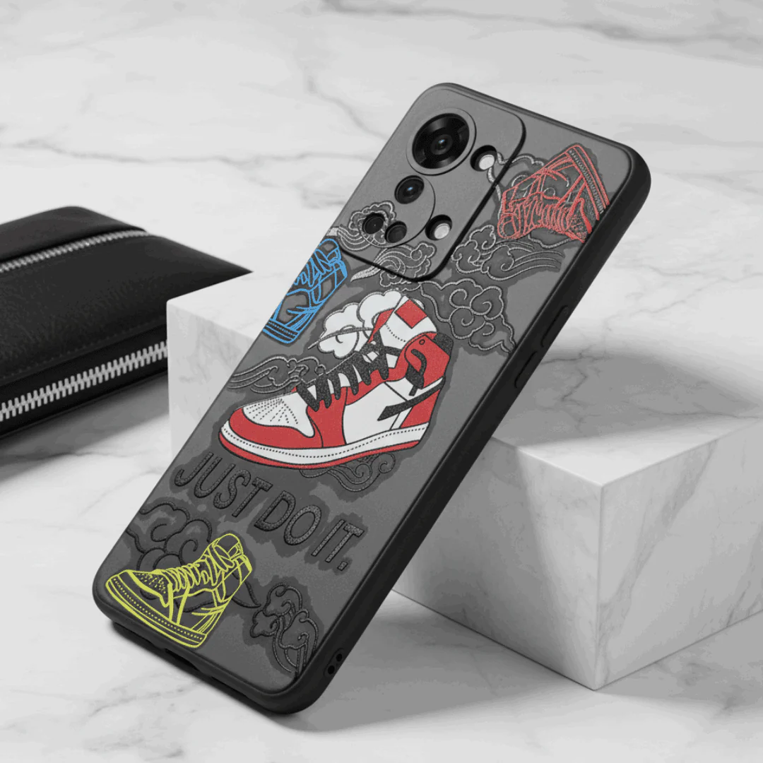 Black JDI Embossed Silicone Case for Oneplus Nord 2T