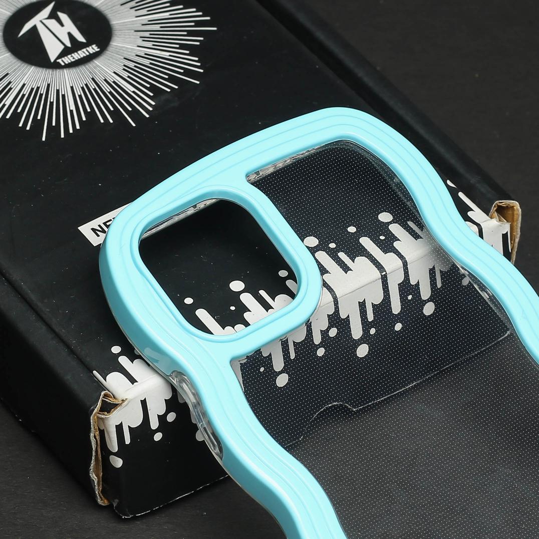 Light Blue Zig Zag Frame  Silicon Case for Apple Iphone 12 Pro Max - Image 4