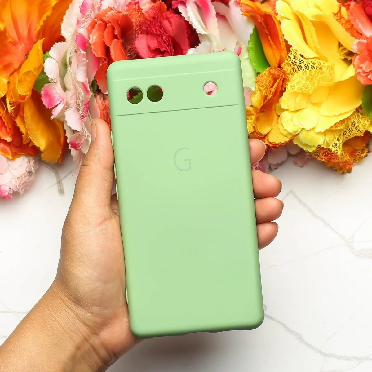 Light Green Camera Original Silicone case for Google Pixel 6A - Image 5