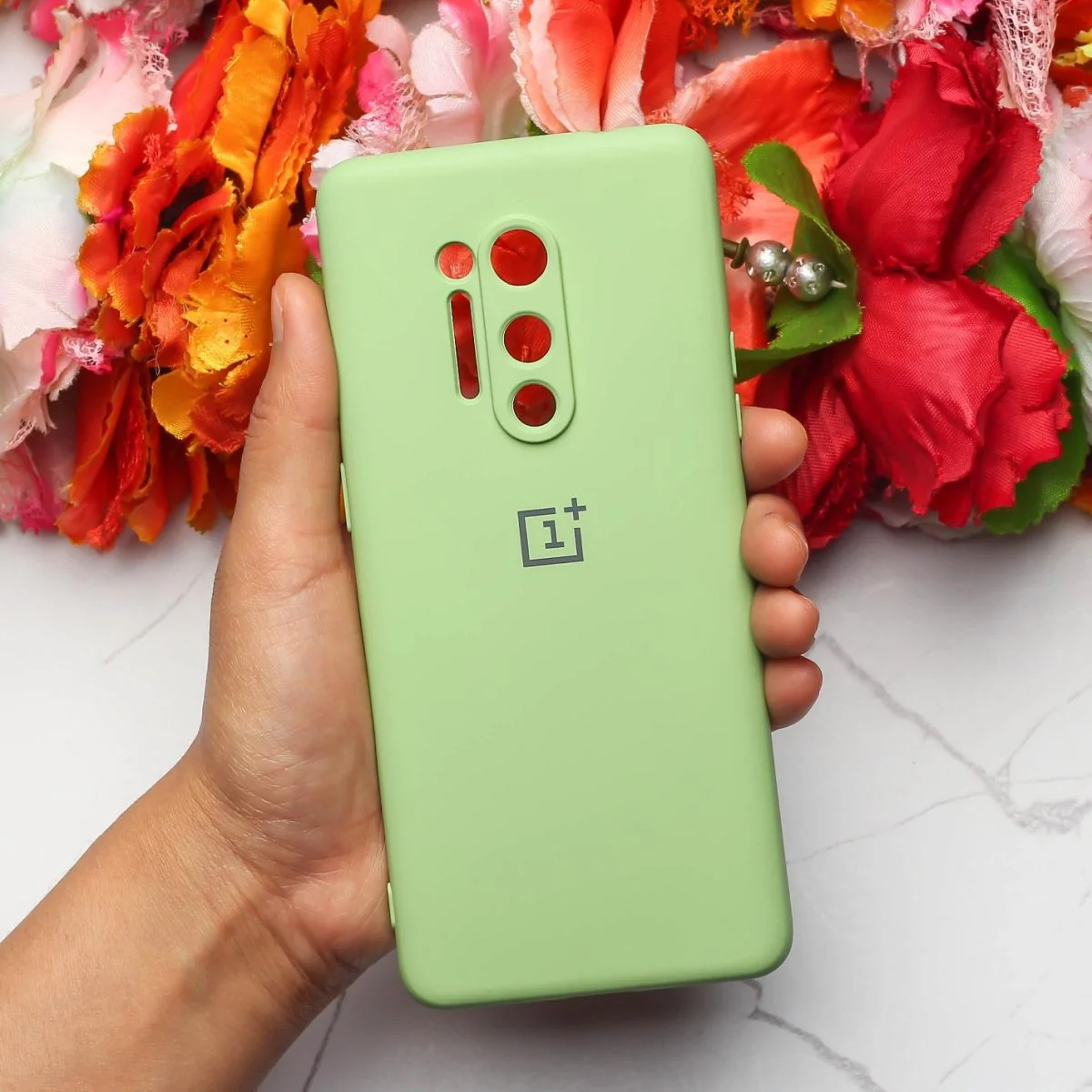 Light Green Original Camera Silicone case for Oneplus 8 Pro