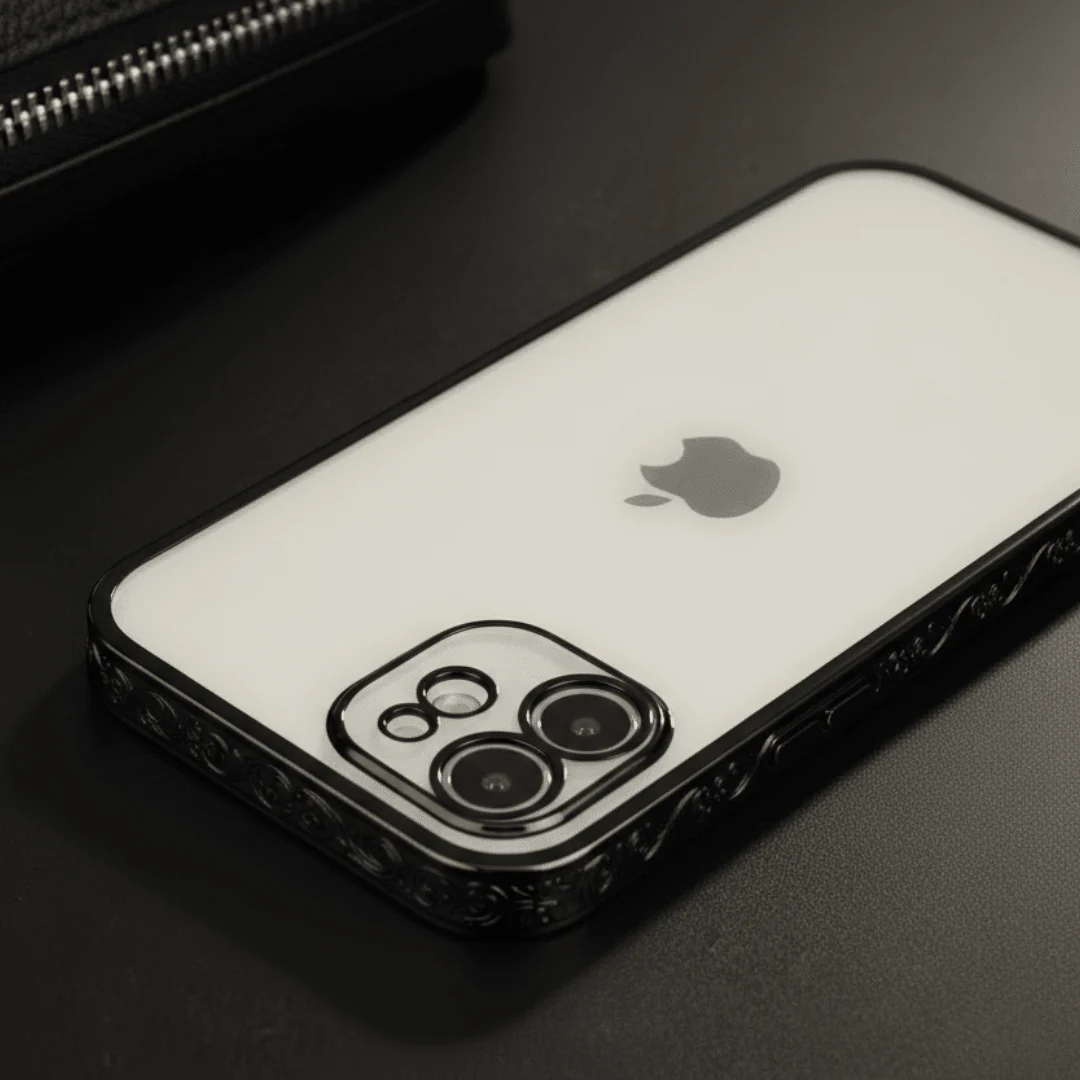 LUXION Black Silicone back case for Apple Iphone 12