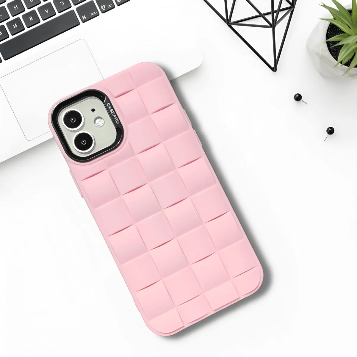 Pink Grid silicone case for Apple iPhone 12
