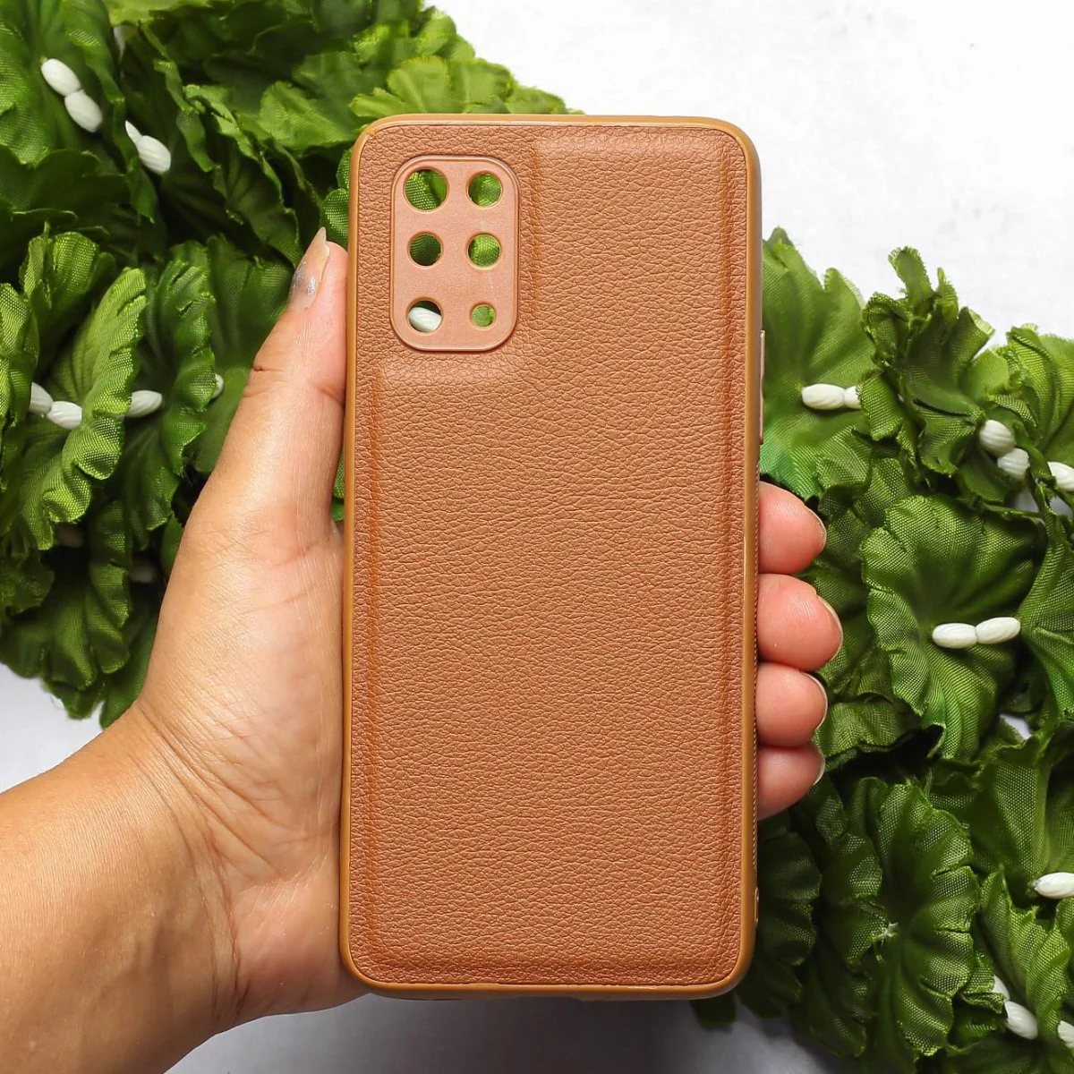 Raised Edges Brown Leather Case for Oneplus 8t
