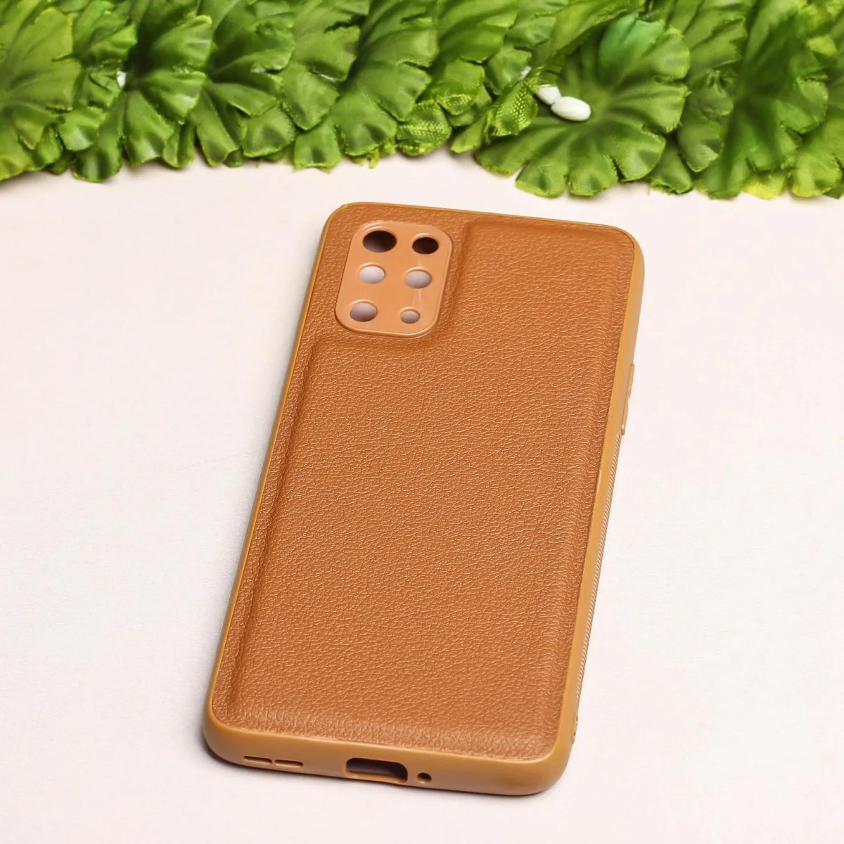 Raised Edges Brown Leather Case for Oneplus 8t - Image 2