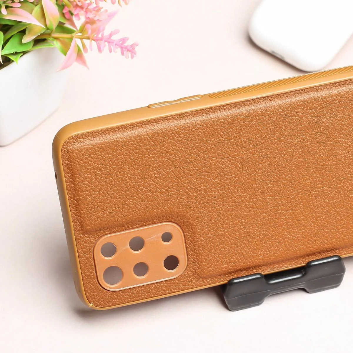 Raised Edges Brown Leather Case for Oneplus 8t - Image 3