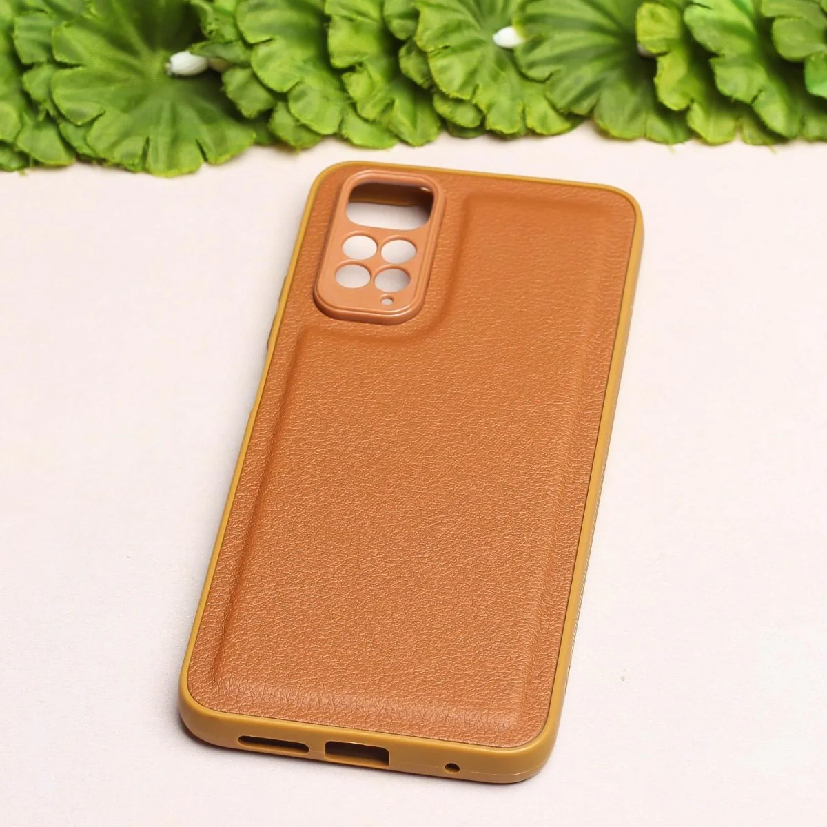 Raised Edges Brown Leather Case for Redmi Note 11 - Image 2