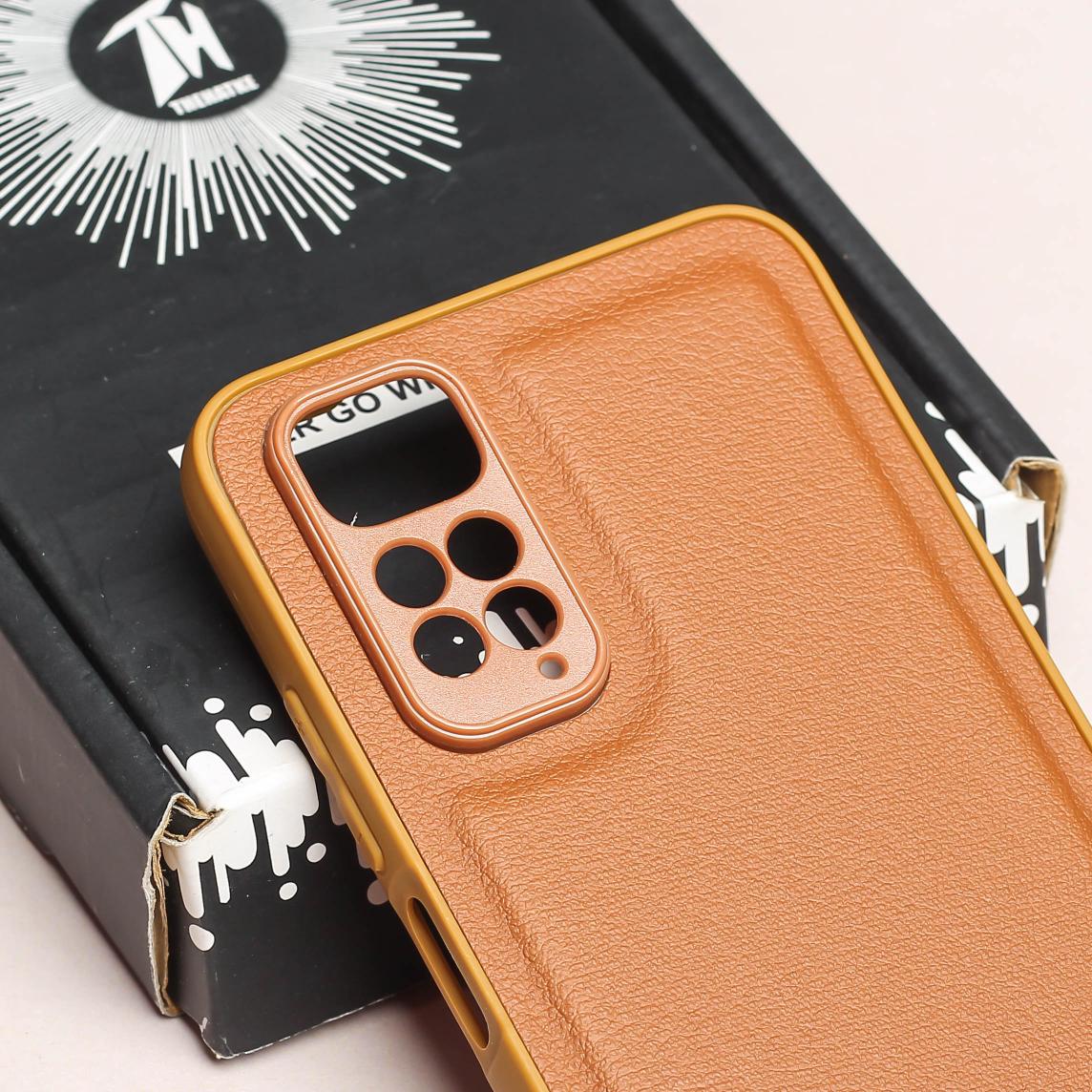 Raised Edges Brown Leather Case for Redmi Note 11 - Image 4