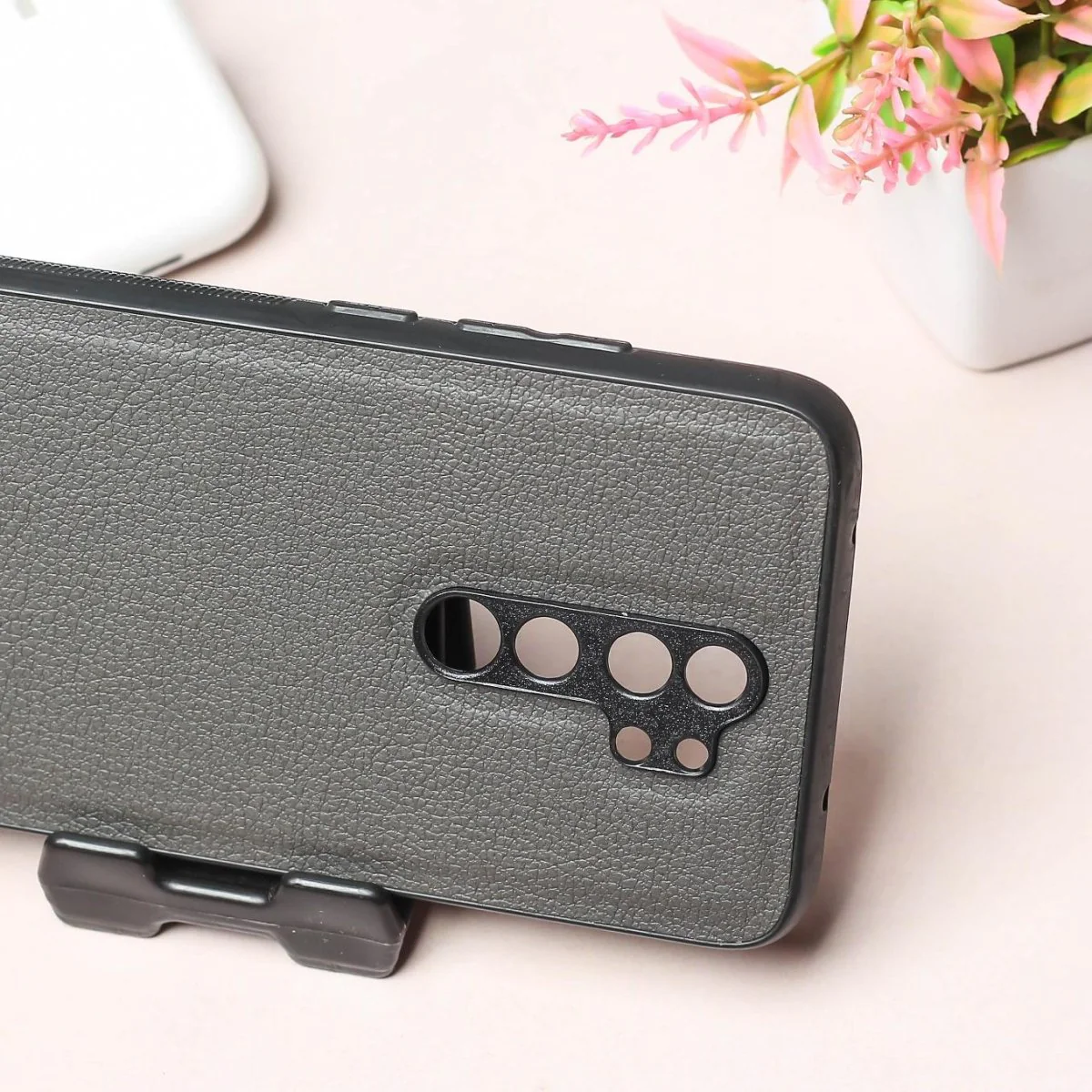 Raised Edges Grey Leather Case for Redmi Note 8 Pro - Image 3