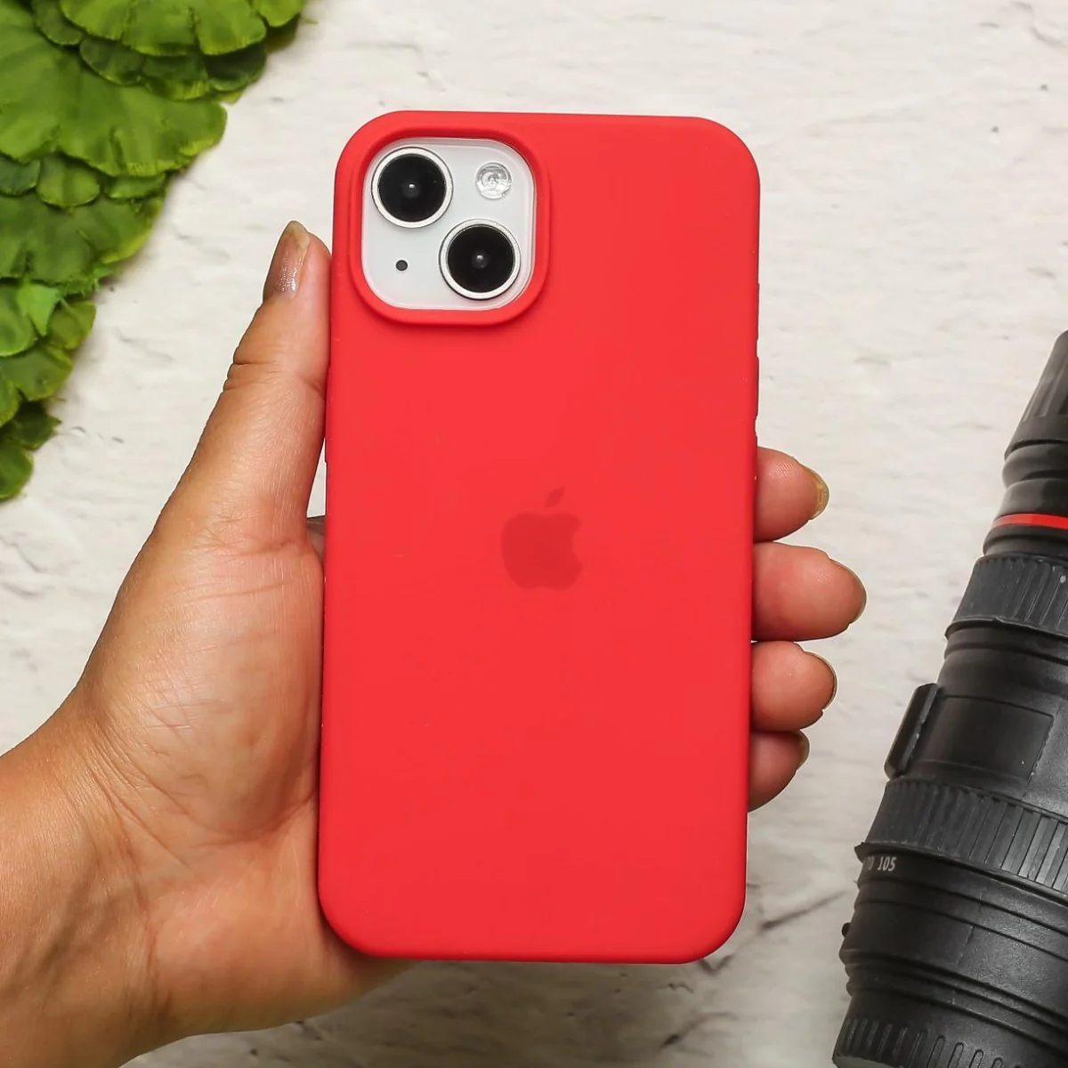 Red Original Silicone case for Apple iphone 15 Plus