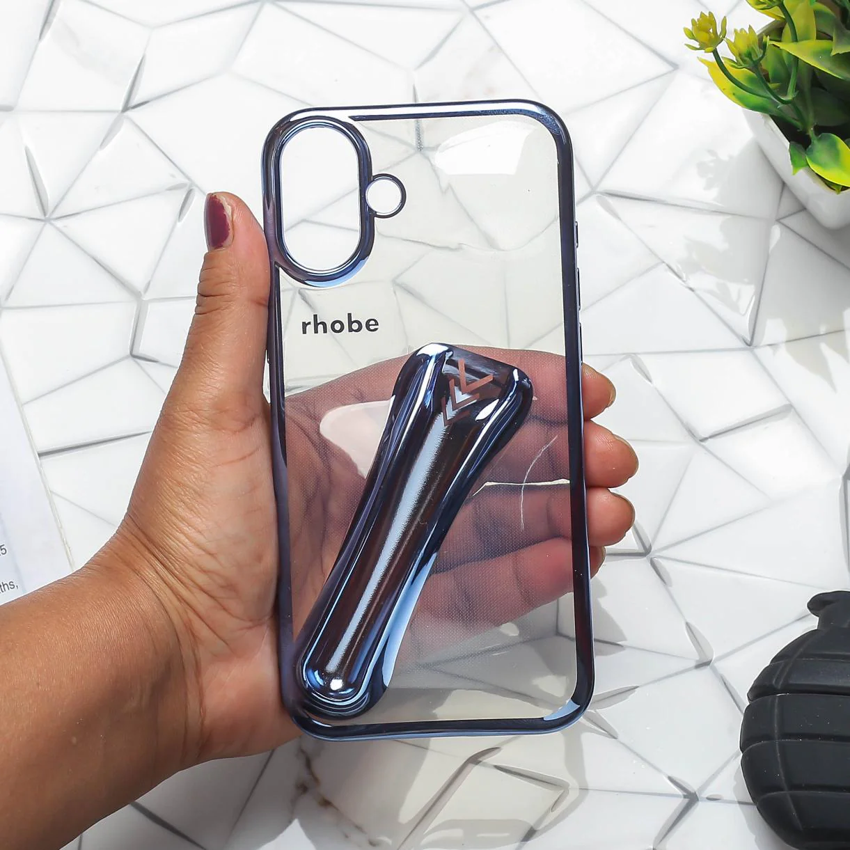 Rhobe Blue Silicone Case for Apple Iphone 16 Plus